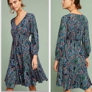 Anthropologie Maeve Maplewood Multicolor Paisley Print Long Sleeve V-Neck small